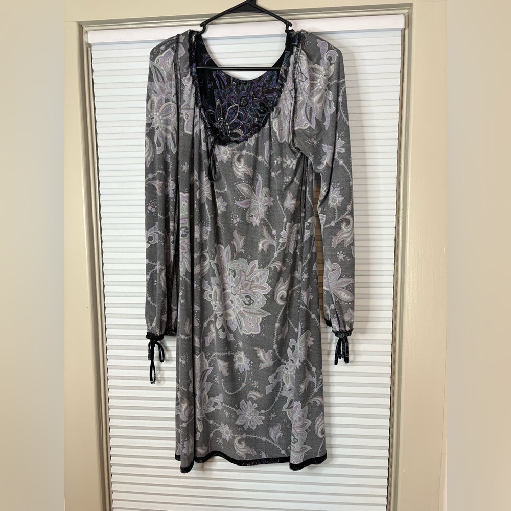 Western Paisley Long Sleeve Lace Up Mini Dress - Picture 6 of 12